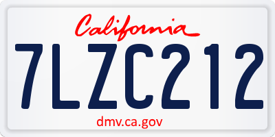 CA license plate 7LZC212