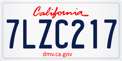 CA license plate 7LZC217