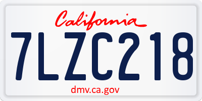 CA license plate 7LZC218