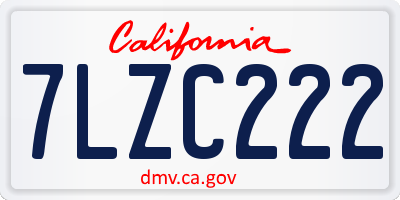 CA license plate 7LZC222