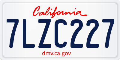 CA license plate 7LZC227