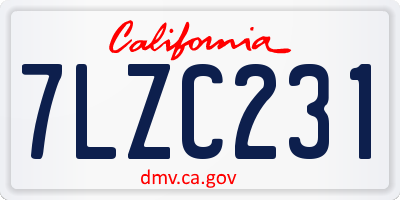 CA license plate 7LZC231