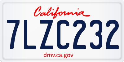 CA license plate 7LZC232
