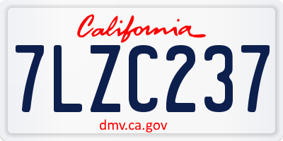 CA license plate 7LZC237