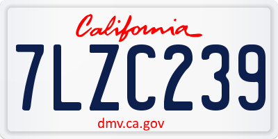 CA license plate 7LZC239