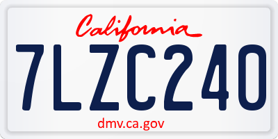 CA license plate 7LZC240