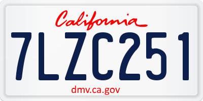 CA license plate 7LZC251