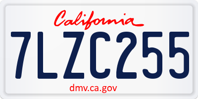 CA license plate 7LZC255