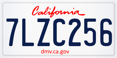 CA license plate 7LZC256