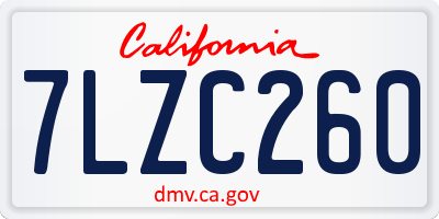 CA license plate 7LZC260