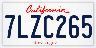 CA license plate 7LZC265