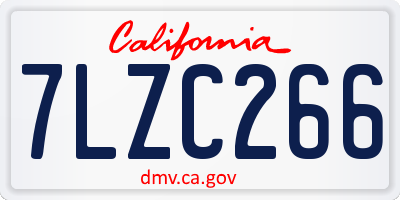 CA license plate 7LZC266