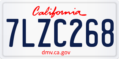 CA license plate 7LZC268