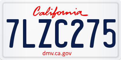 CA license plate 7LZC275