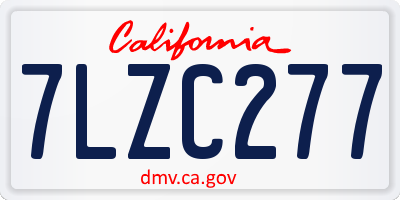 CA license plate 7LZC277