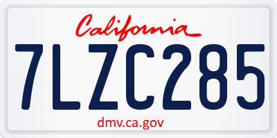 CA license plate 7LZC285