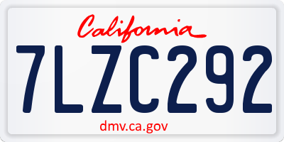CA license plate 7LZC292