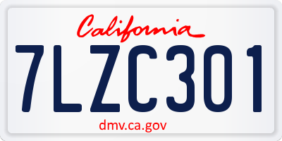 CA license plate 7LZC301