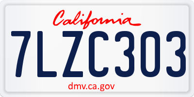 CA license plate 7LZC303