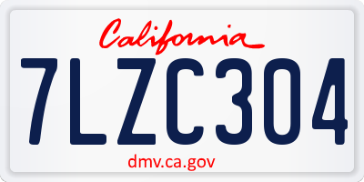 CA license plate 7LZC304