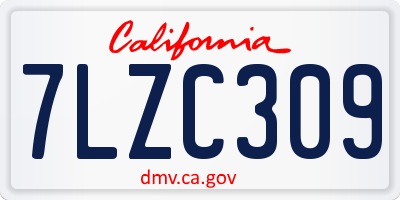 CA license plate 7LZC309