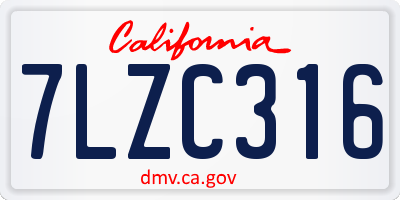 CA license plate 7LZC316