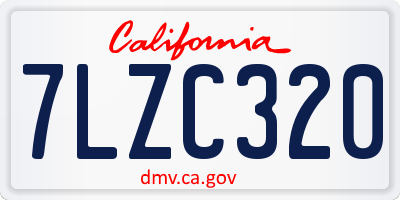 CA license plate 7LZC320