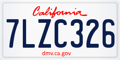 CA license plate 7LZC326