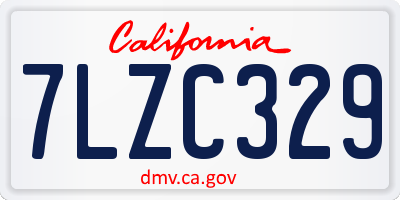 CA license plate 7LZC329