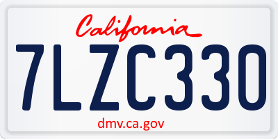 CA license plate 7LZC330