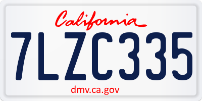 CA license plate 7LZC335
