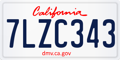 CA license plate 7LZC343