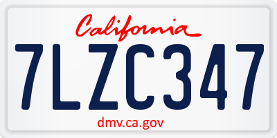 CA license plate 7LZC347