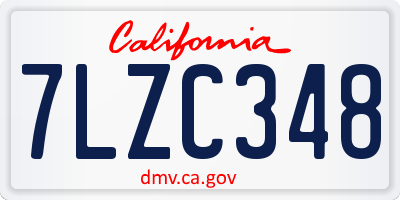 CA license plate 7LZC348