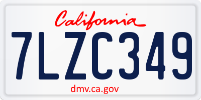 CA license plate 7LZC349