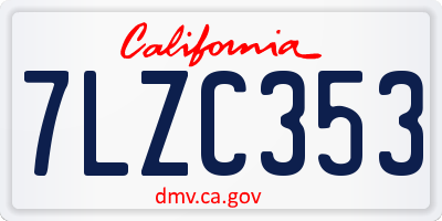 CA license plate 7LZC353
