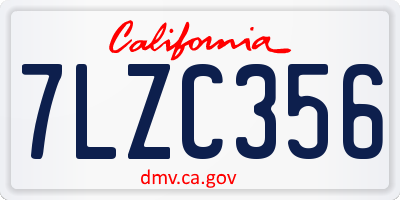 CA license plate 7LZC356