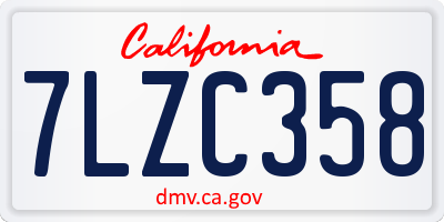 CA license plate 7LZC358