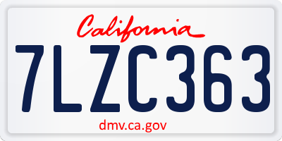 CA license plate 7LZC363