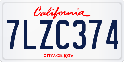 CA license plate 7LZC374