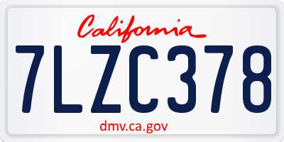 CA license plate 7LZC378