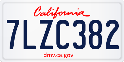 CA license plate 7LZC382