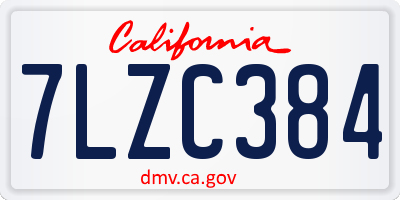 CA license plate 7LZC384