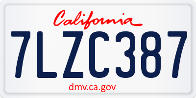 CA license plate 7LZC387