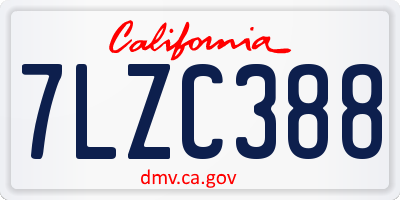 CA license plate 7LZC388