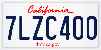 CA license plate 7LZC400