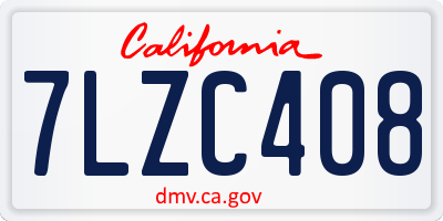 CA license plate 7LZC408