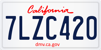 CA license plate 7LZC420