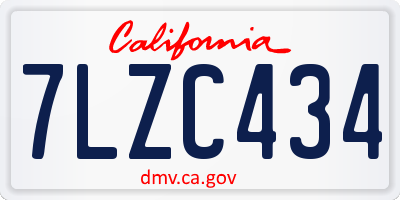CA license plate 7LZC434