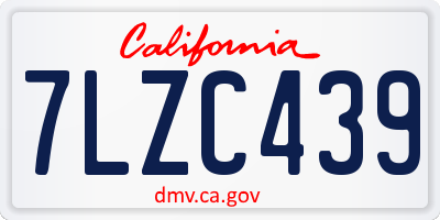 CA license plate 7LZC439